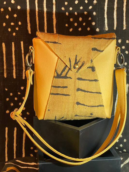 V-Point Front Shoulder Bag-Mustard